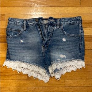 Free people lace jean shorts